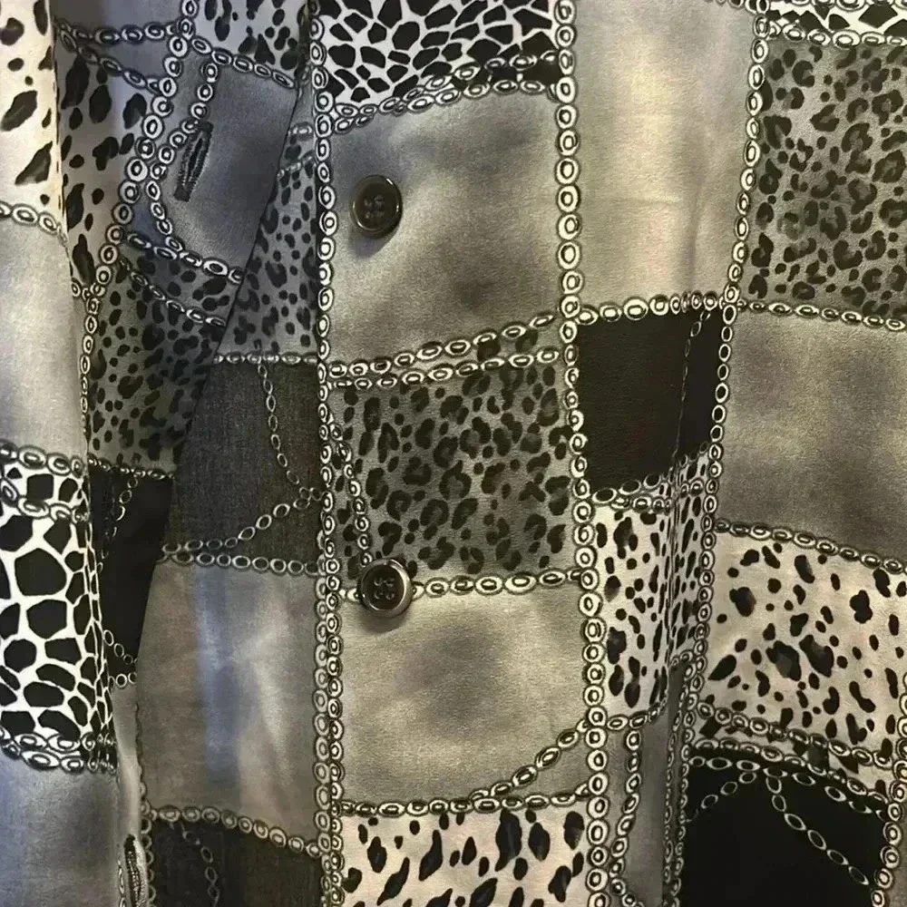 Bon Worth Vintage Burnout Blouse Drape Neck Animal Print Long Sleeve Size Med P - Picture 2 of 7